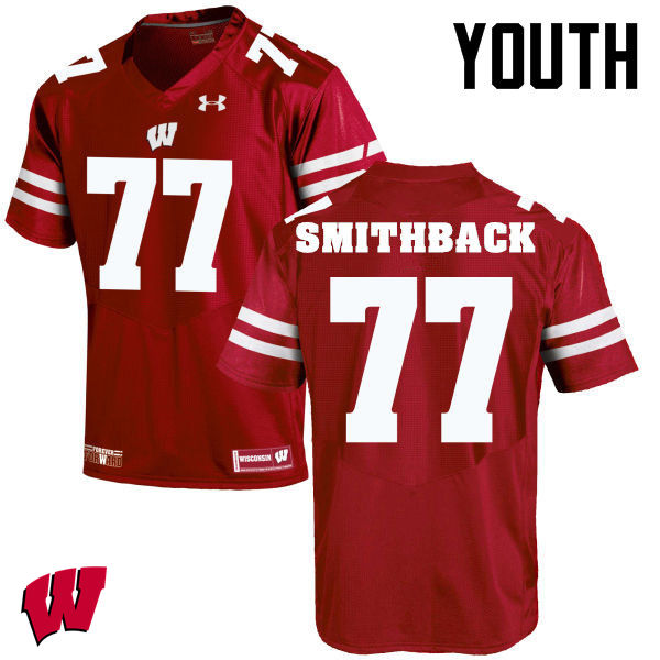Wisconsin Badgers Youth #77 Blake Smithback NCAA Under Armour Authentic Red College Stitched Football Jersey SR40B16WF